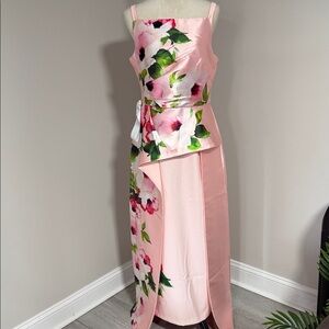 Kay Unger pink Floral Maxi Dress size 10